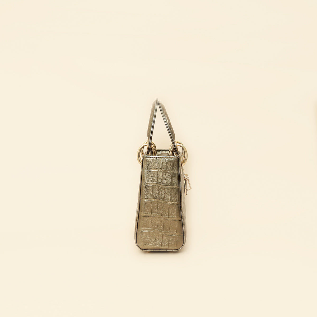 Christian Dior Metallic olive Lady Dior Alligator Mini Chain Bag