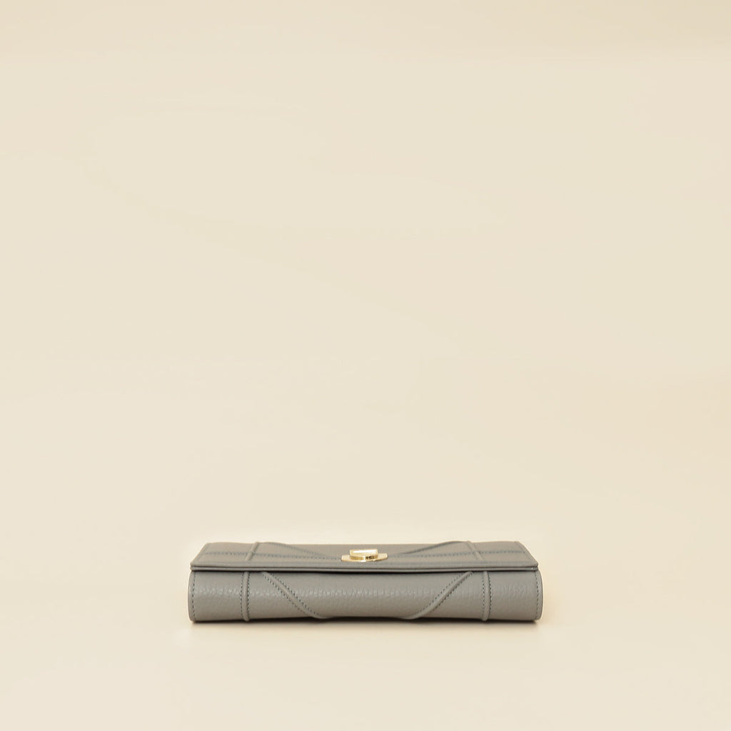Christian Dior Grey Diorama Wallet On Chain
