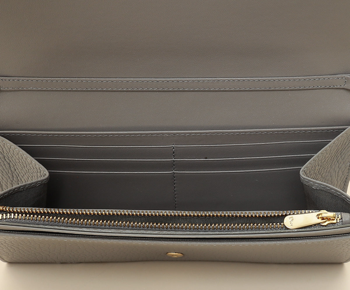 Christian Dior Grey Diorama Wallet On Chain