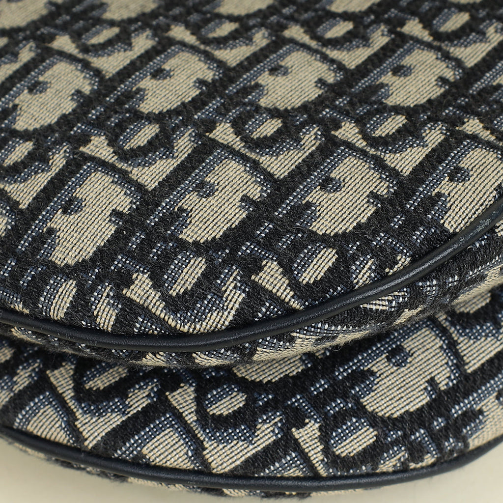 Christian Dior Navy Oblique Saddle Medium Bag