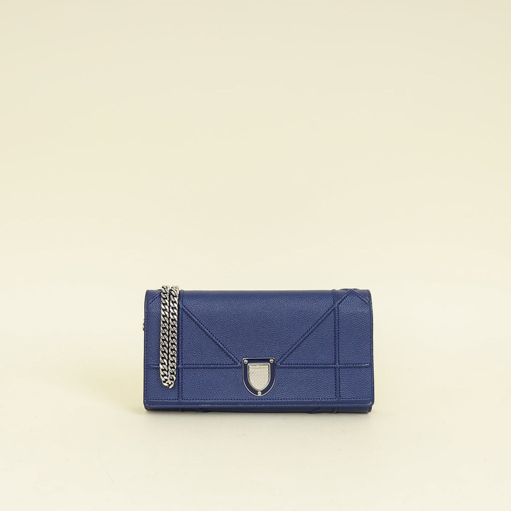 Christian Dior Dark Blue Diorama Wallet On Chain