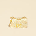 Christian Dior Metallic Golden Beige Python Caro Flap Medium Shoulder Bag