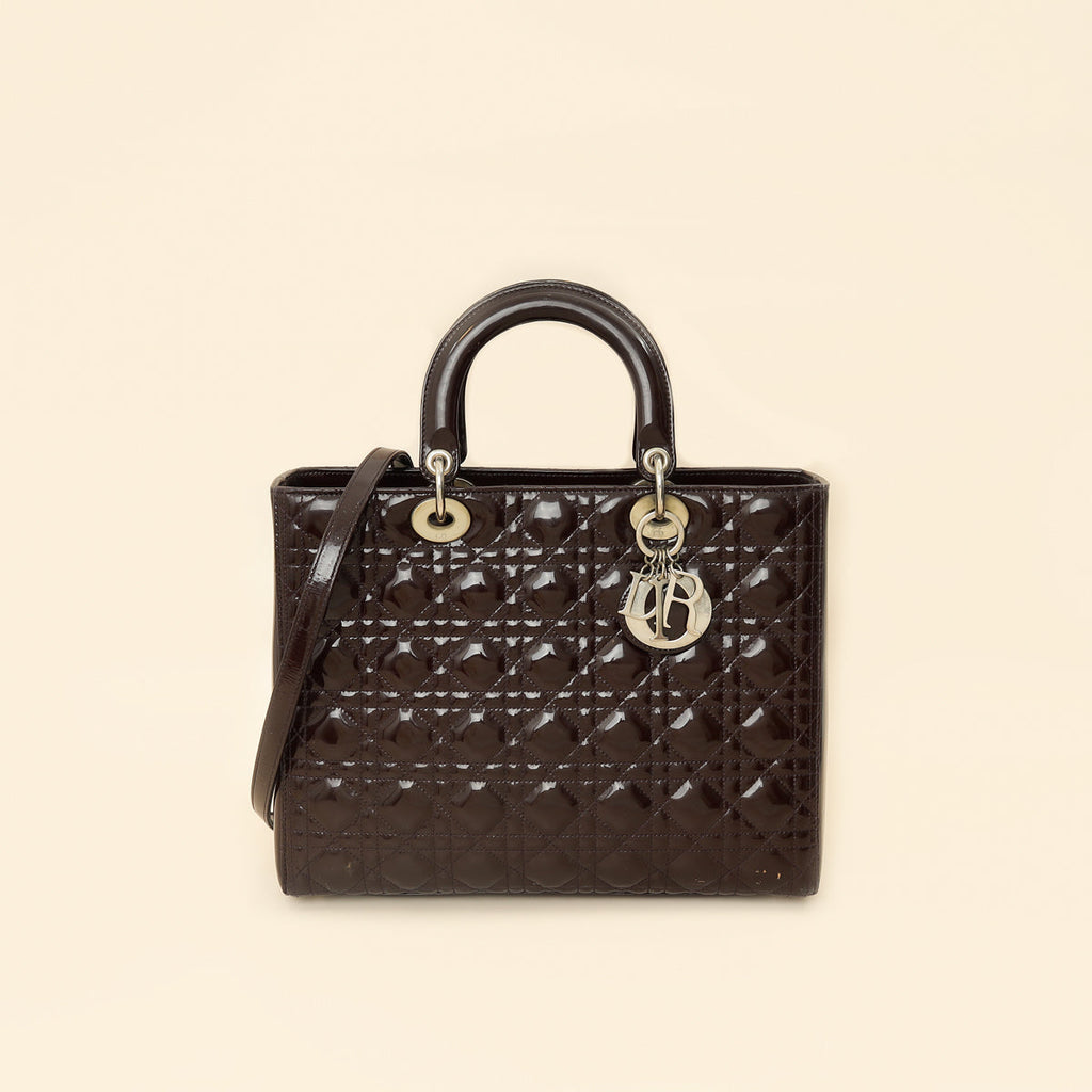 Christian Dior Chocolate Lady Dior Large Bag