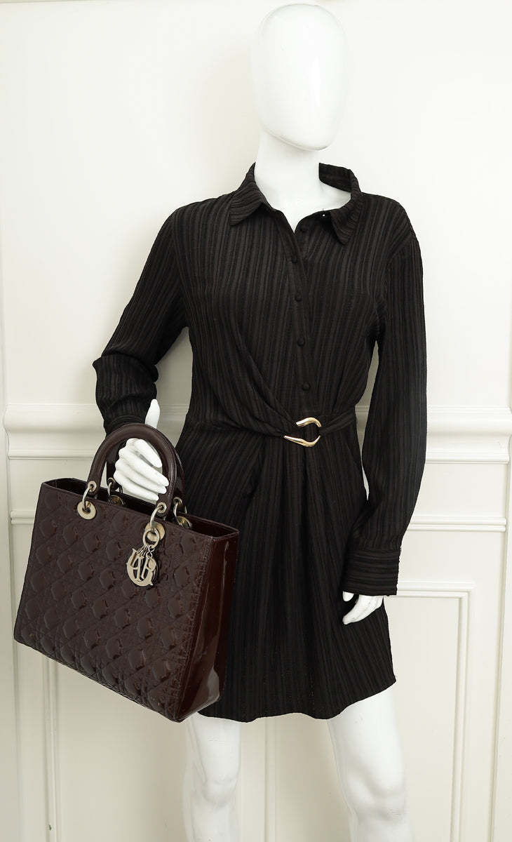 Christian Dior Chocolate Lady Dior Large Bag