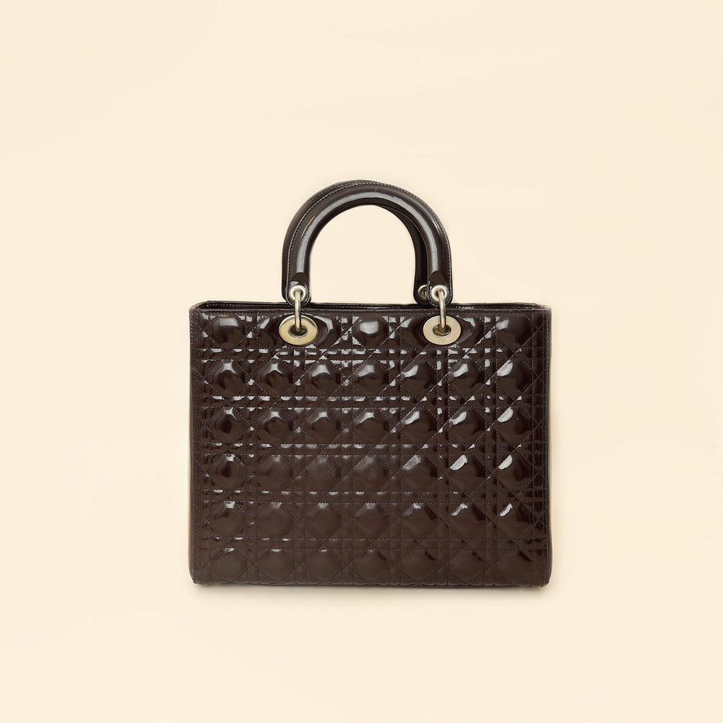 Christian Dior Chocolate Lady Dior Large Bag