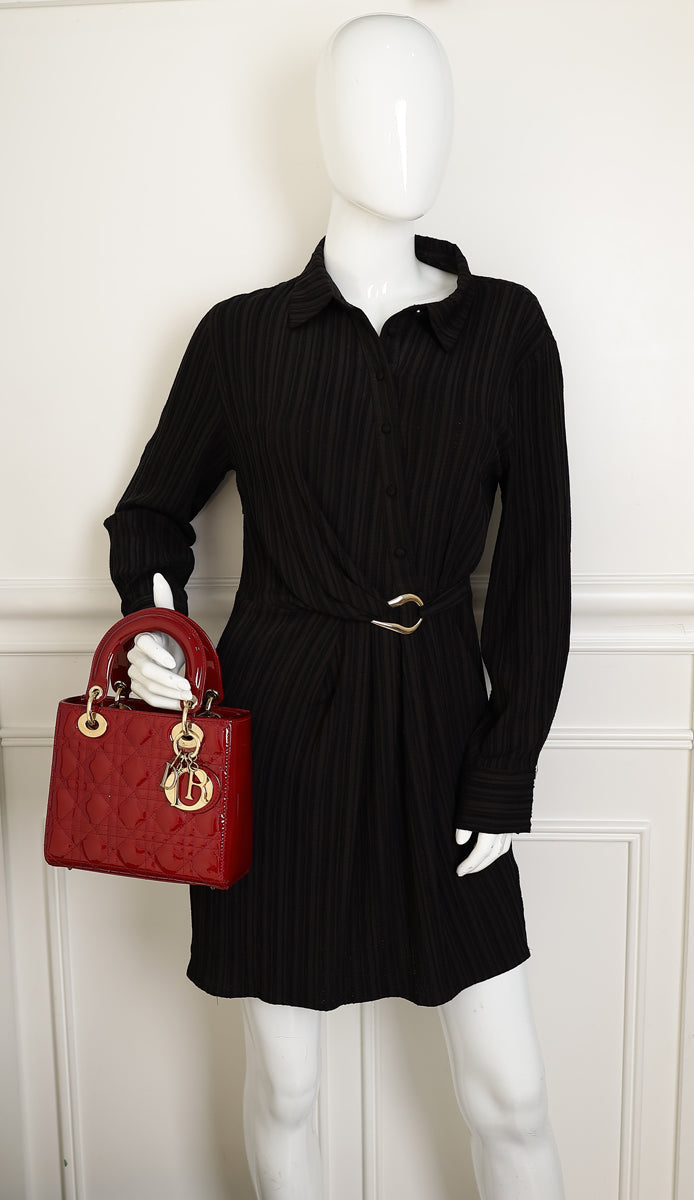Christian Dior Red Lady Dior Small Bag