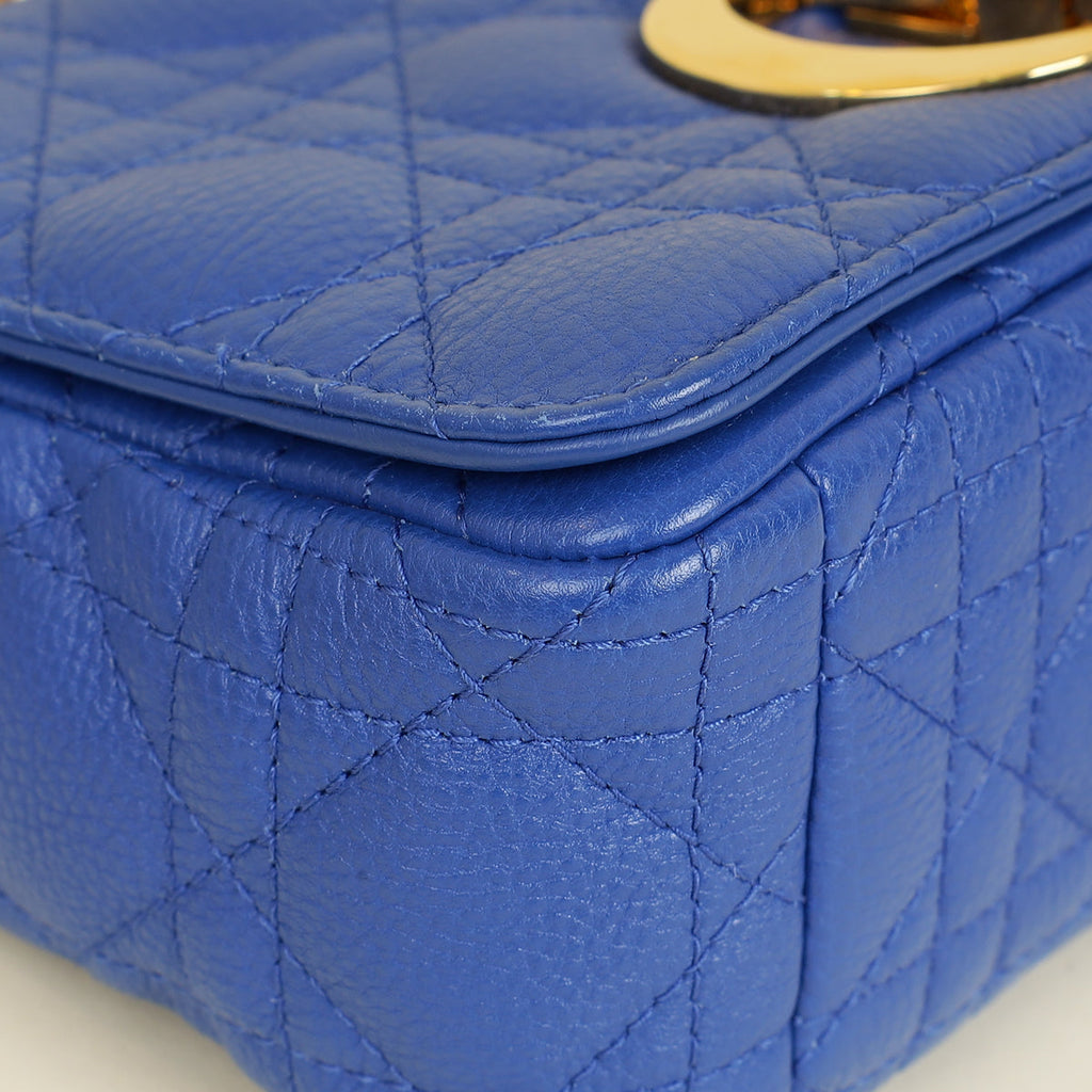 Christian Dior Royal Blue Caro Cannage Flap Small Bag