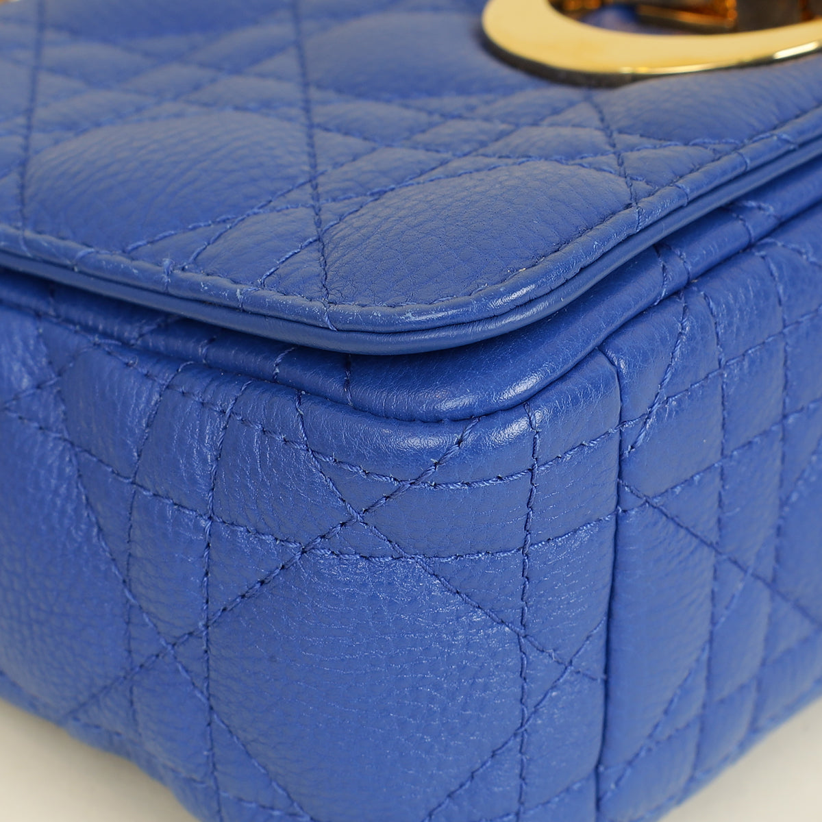 Christian Dior Royal Blue Caro Cannage Flap Small Bag