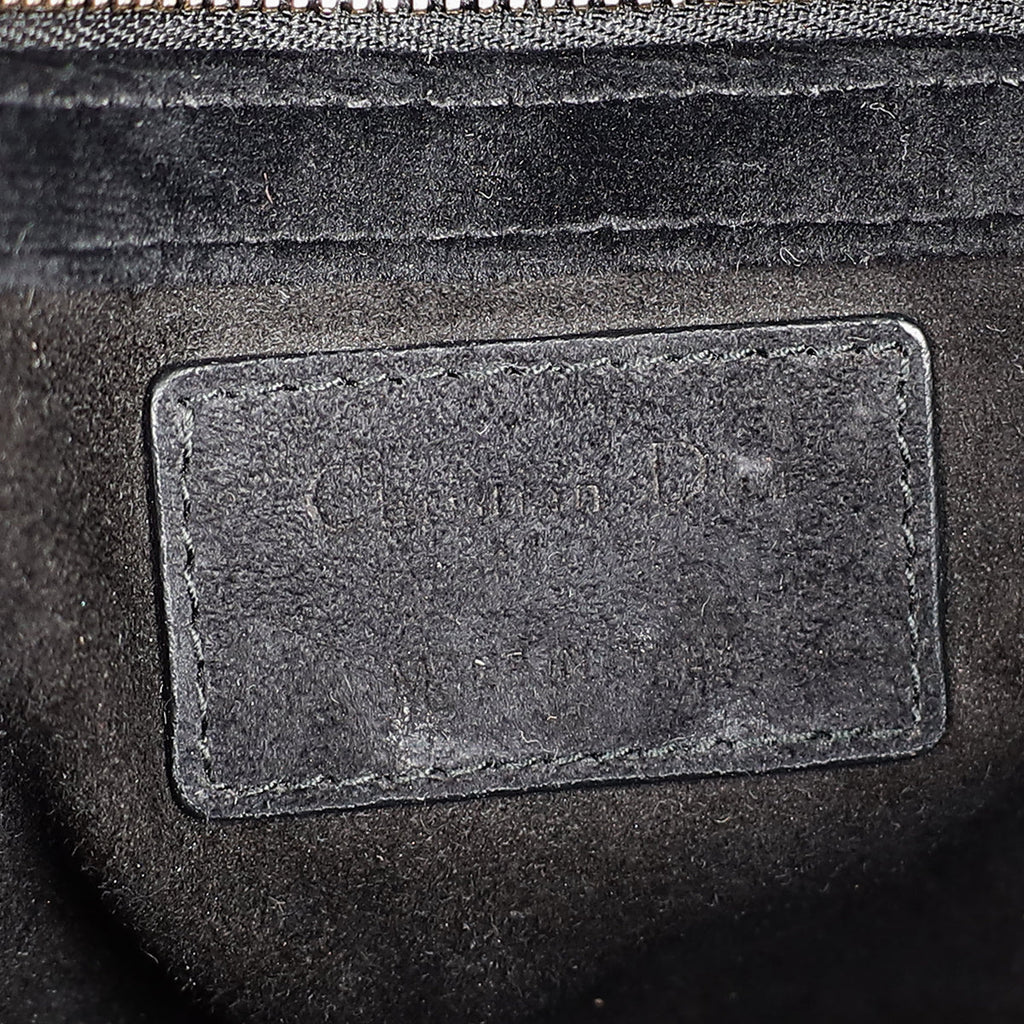 Christian Dior Black Diorama Velvet Small Crystal Lock Shoulder Bag