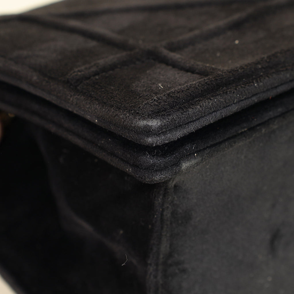 Christian Dior Black Diorama Velvet Small Crystal Lock Shoulder Bag