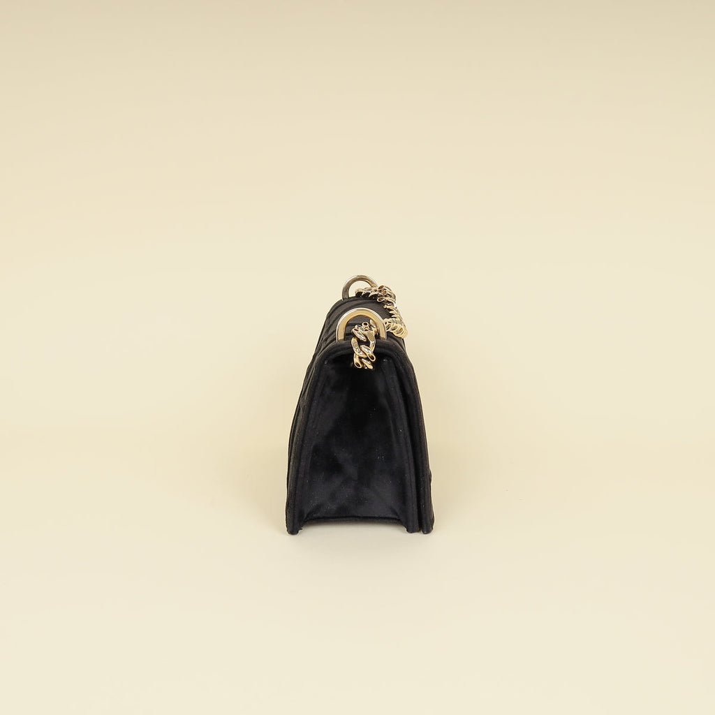 Christian Dior Black Diorama Velvet Small Crystal Lock Shoulder Bag