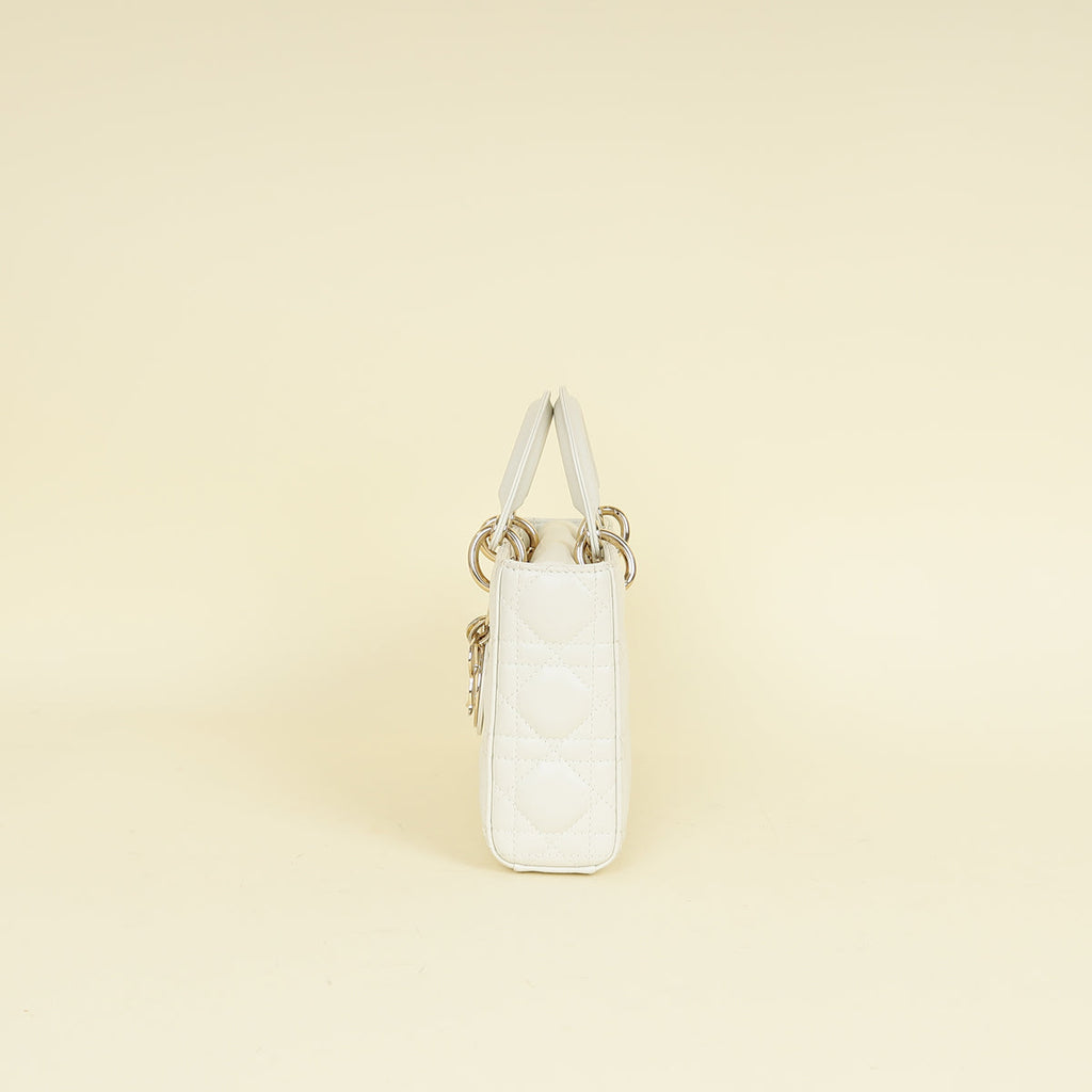 Christian Dior Latte White Lady D-joy Cannage Medium Bag