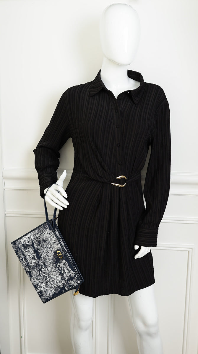 Christian Dior Navy Blue Toile De Jouy 30 Montaigne Pouch