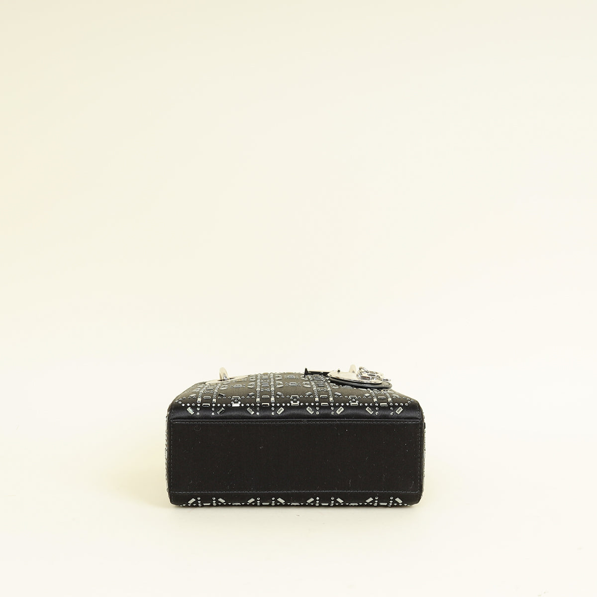 Christian Dior Black Satin Strass Cannage Mini Lady Dior Bag