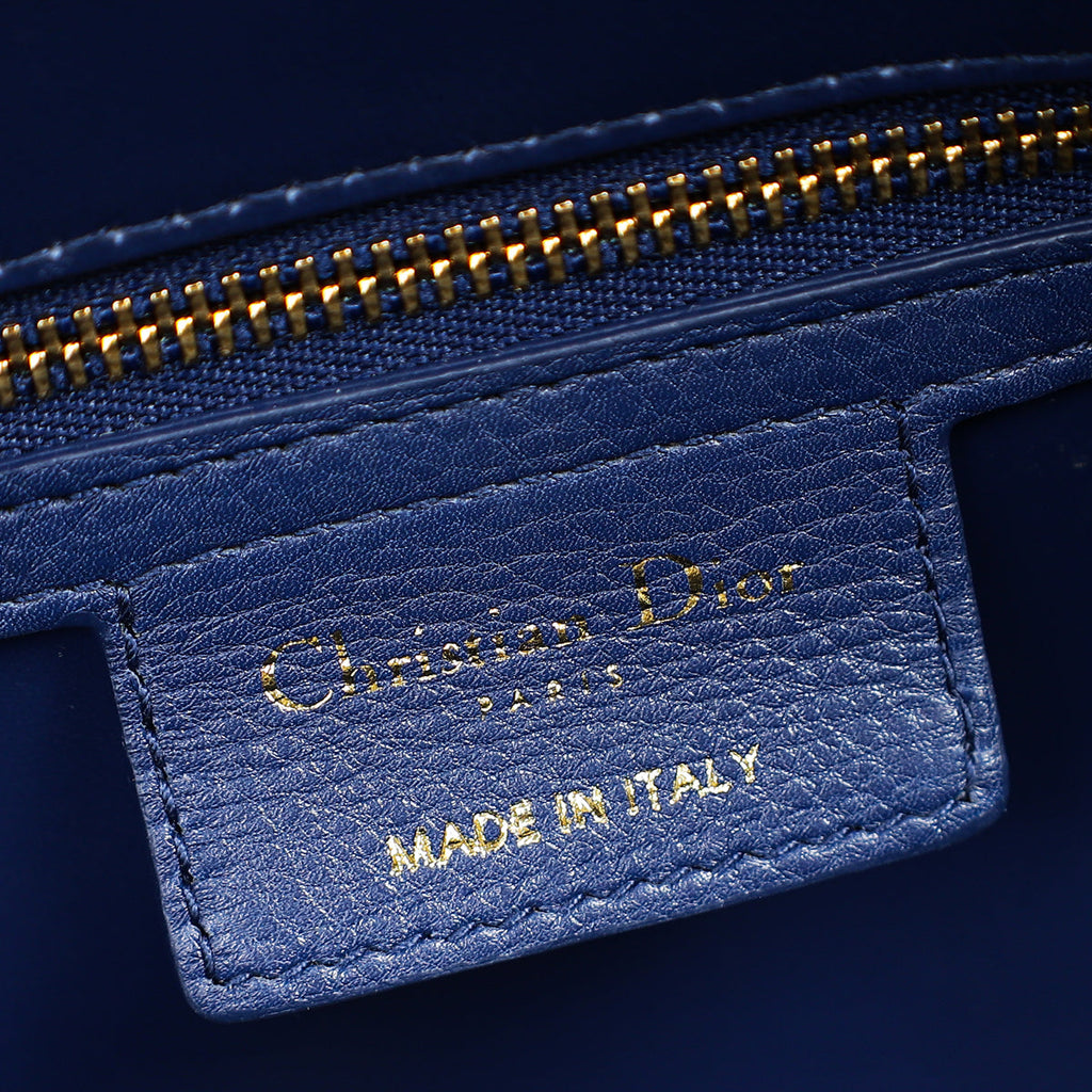 Christian Dior Royal Blue Caro Cannage Flap Medium Bag