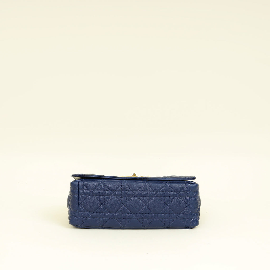 Christian Dior Royal Blue Caro Cannage Flap Medium Bag