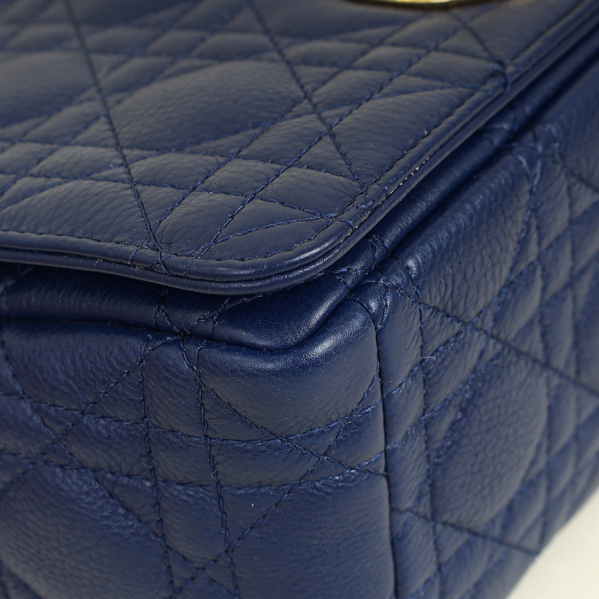 Christian Dior Royal Blue Caro Cannage Flap Medium Bag