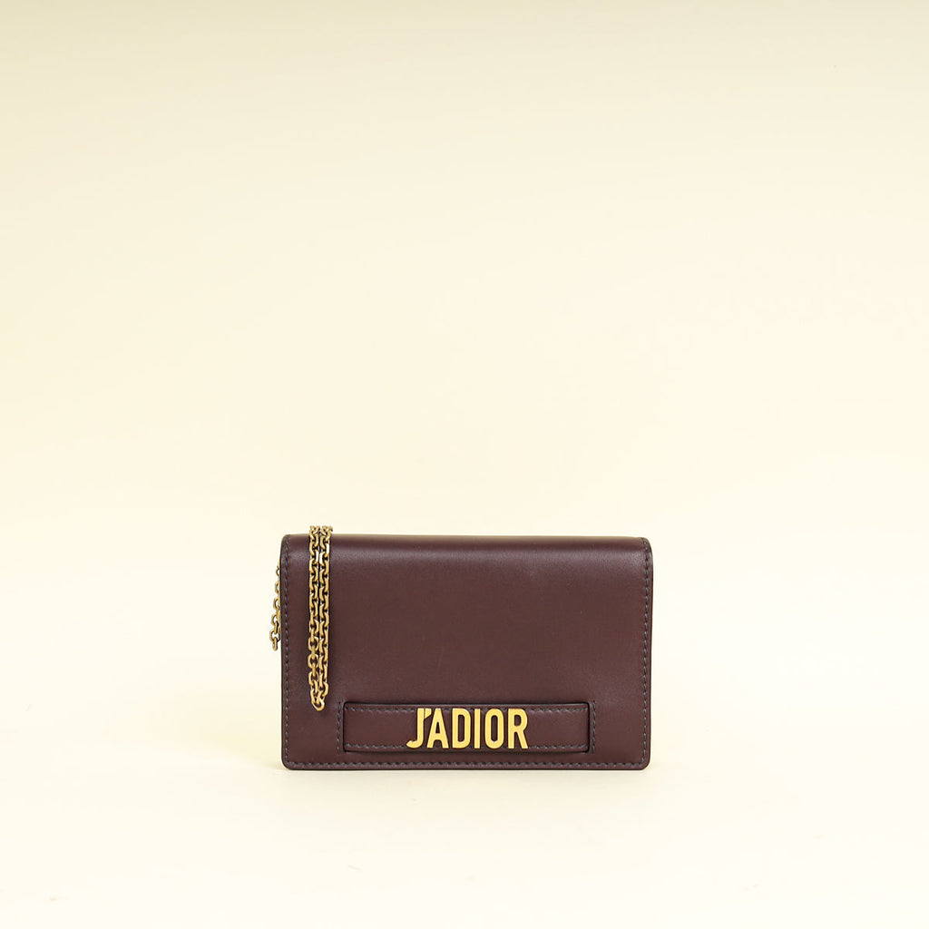 Christian Dior Burgundy J'Adior Wallet on Chain