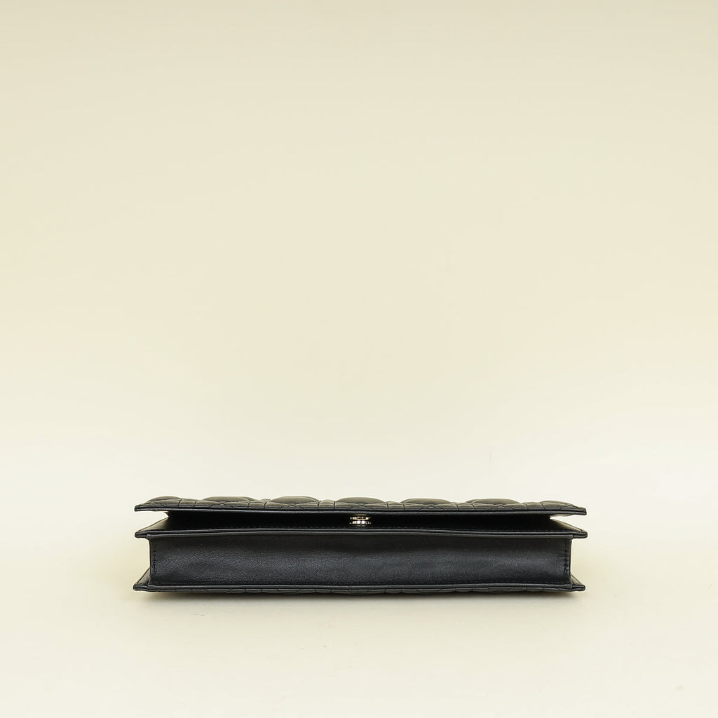 Christian Dior Black Lady Dior Convertible Chain Clutch