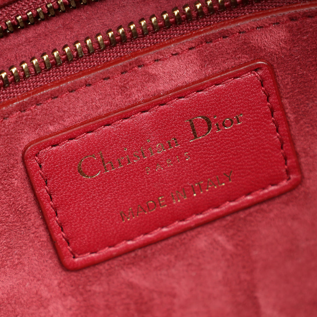 Christian Dior Red Cannage Studded DiorAddict Flap Bag