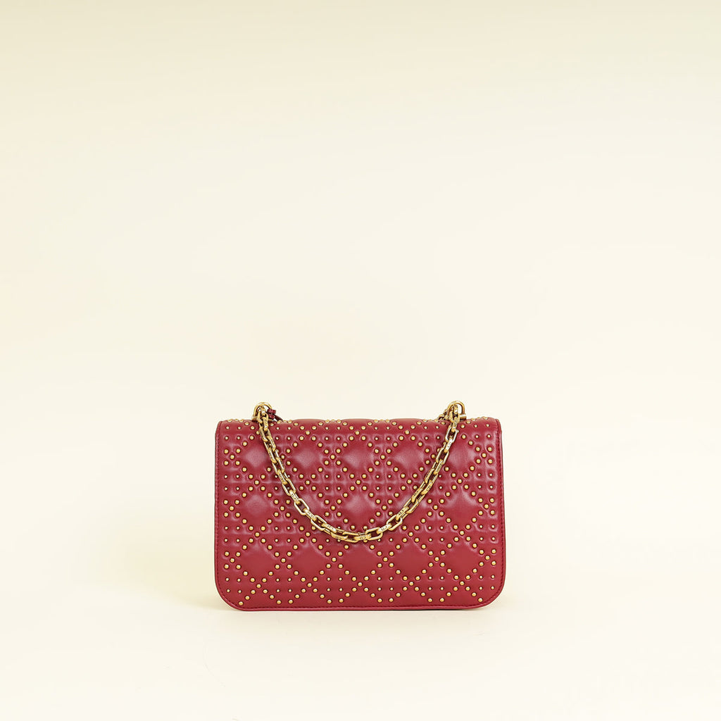Christian Dior Red Cannage Studded DiorAddict Flap Bag