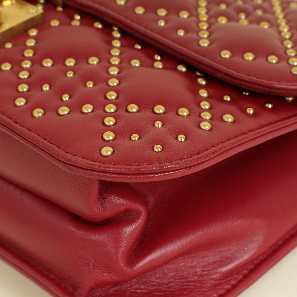 Christian Dior Red Cannage Studded DiorAddict Flap Bag