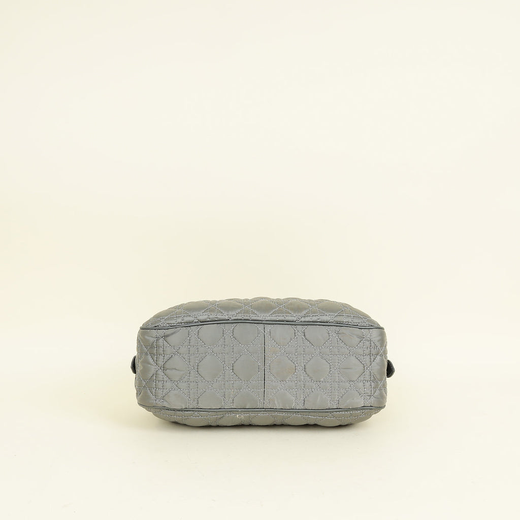 Christian Dior Grey Cannage Quilted Lady Boston Bag