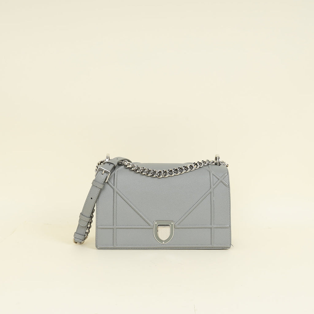 Christian Dior Grey Diorama Medium Shoulder Bag