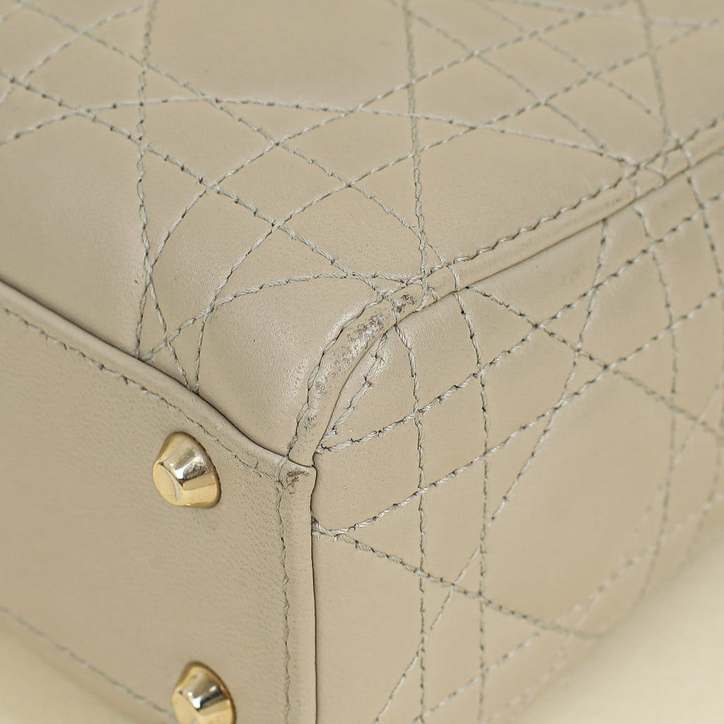 Christian Dior Beige Lady Dior Mini Chain Dragonfly Bag