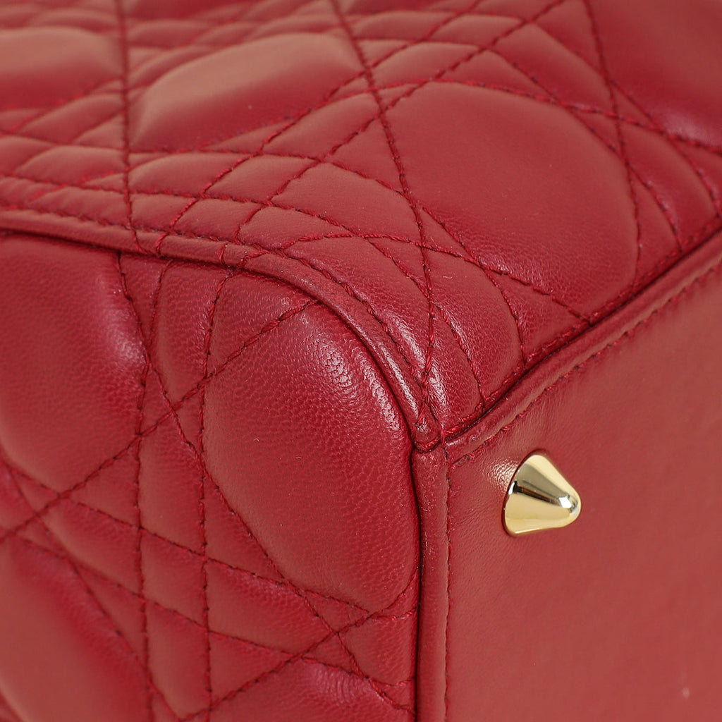 Christian Dior Red Lady Dior Medium Bag