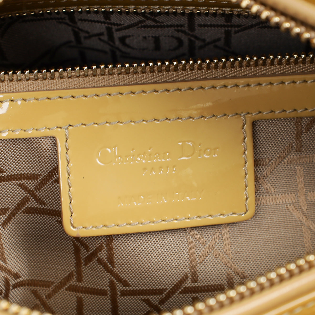 Christian Dior Yellow Lady Dior Medium Bag
