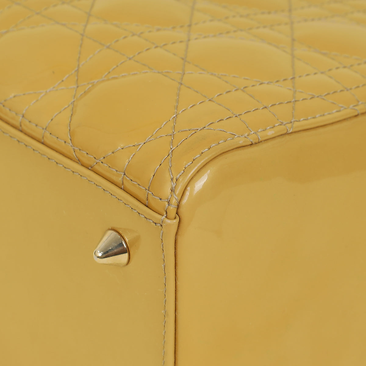Christian Dior Yellow Lady Dior Medium Bag