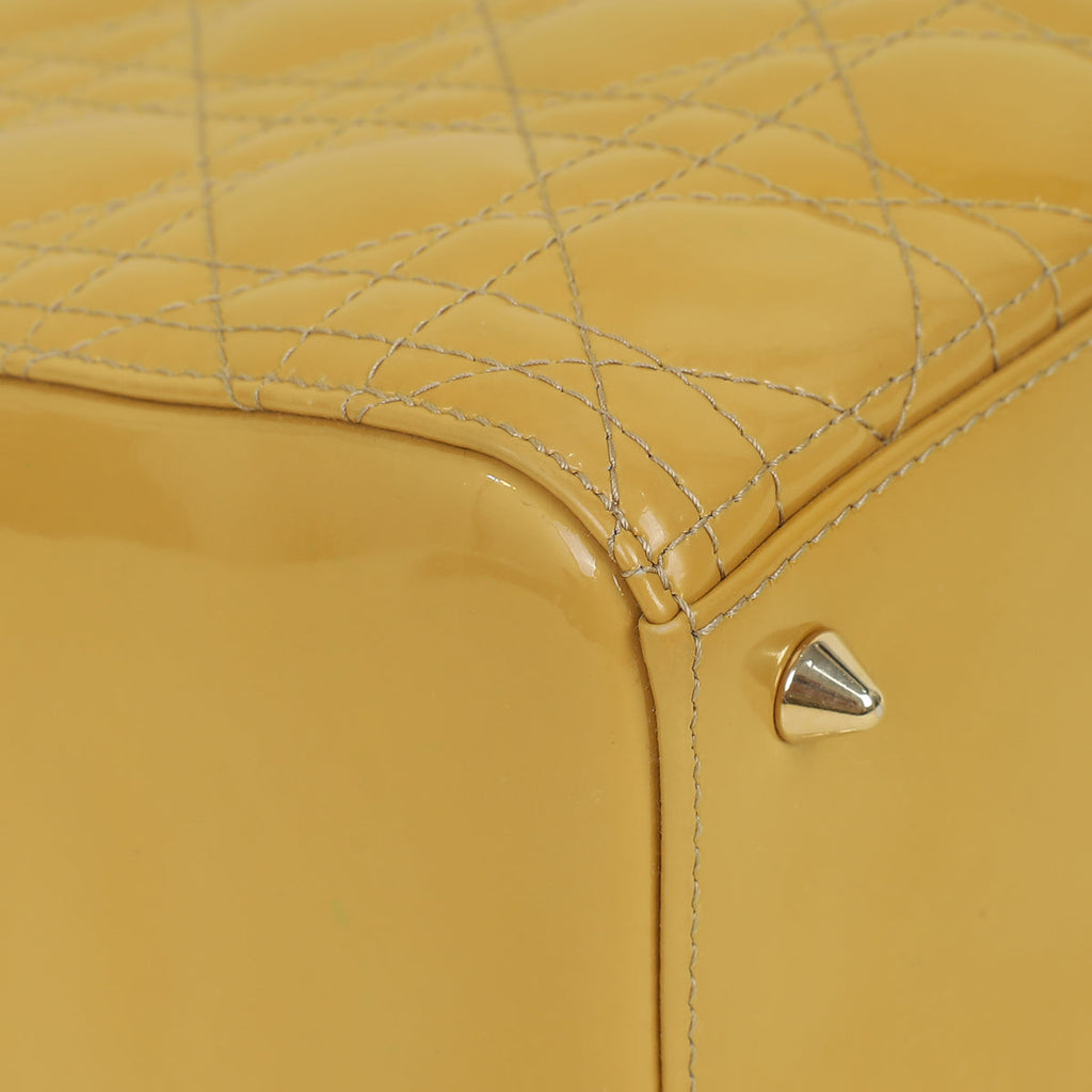 Christian Dior Yellow Lady Dior Medium Bag