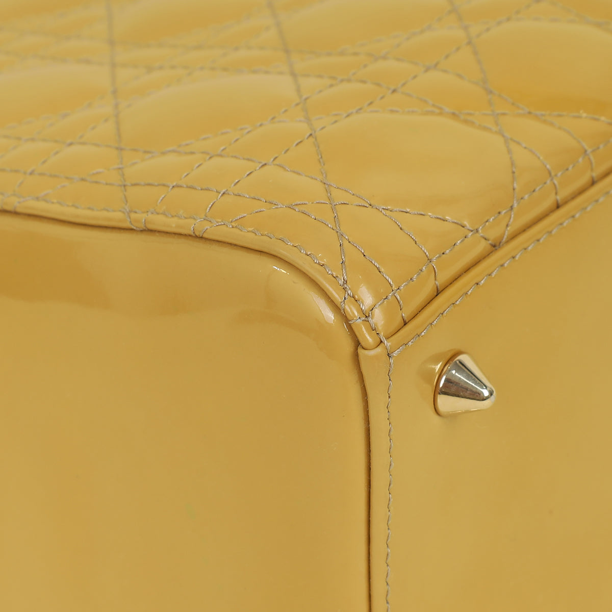 Christian Dior Yellow Lady Dior Medium Bag