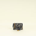 Christian Dior Navy Blue Oblique Nano Saddle Pouch With Chain