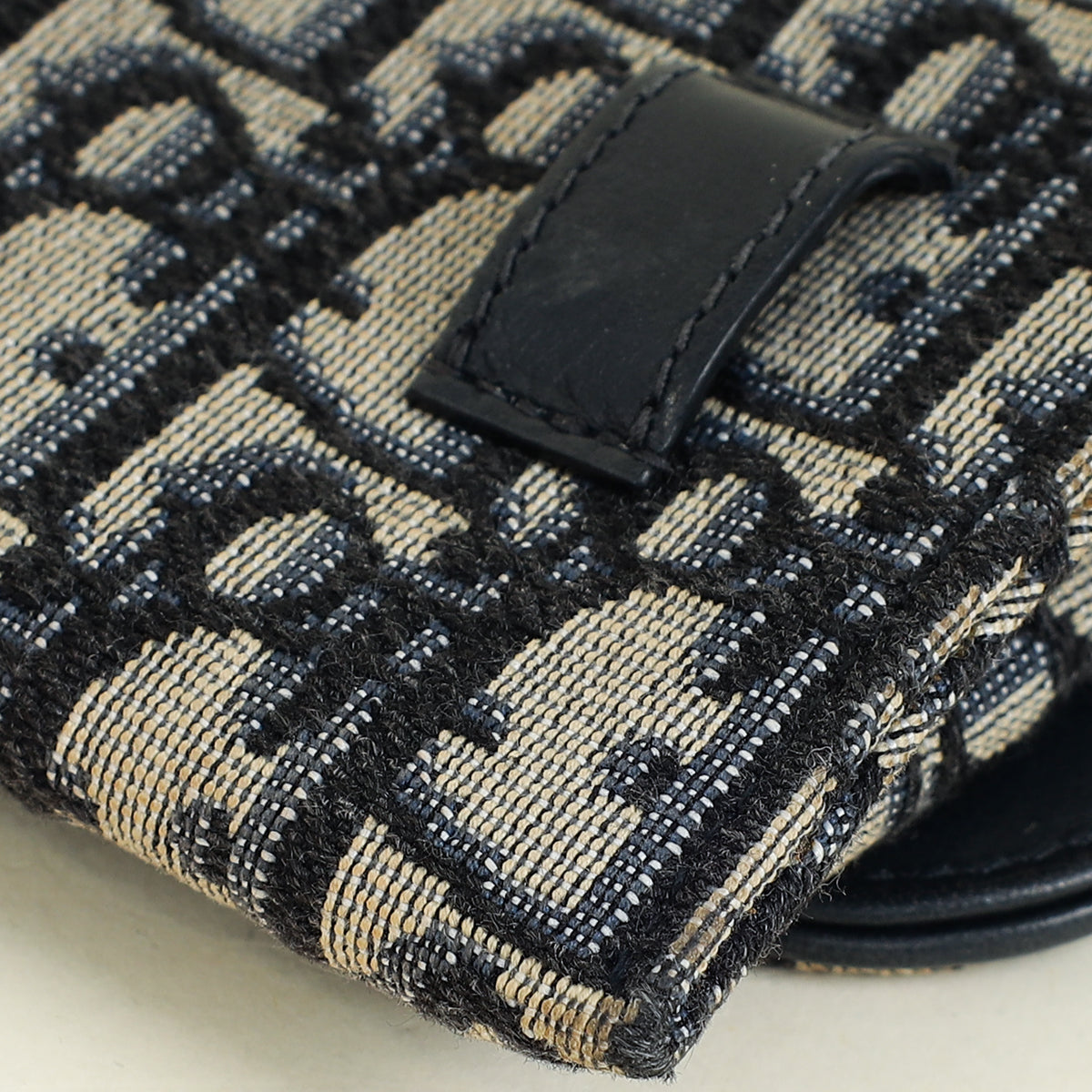 Christian Dior Navy Blue Oblique Nano Saddle Pouch With Chain