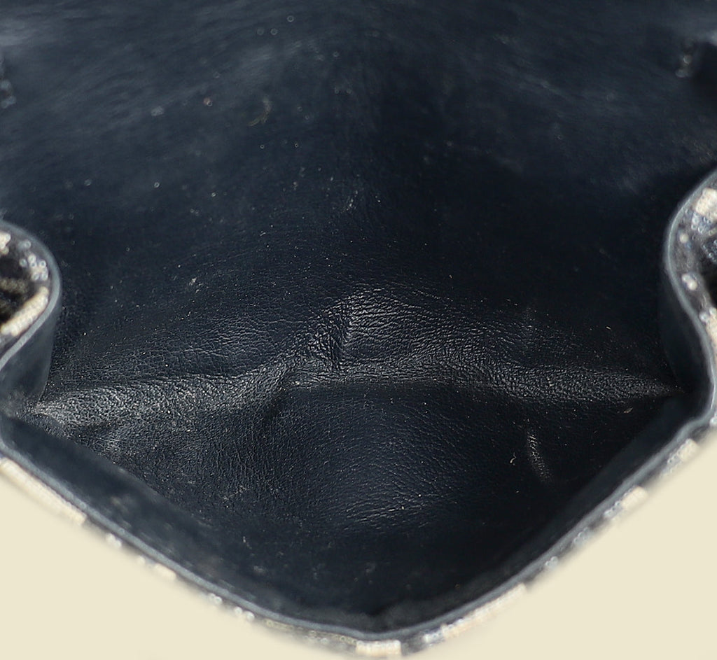 Christian Dior Navy Blue Oblique Nano Saddle Pouch With Chain