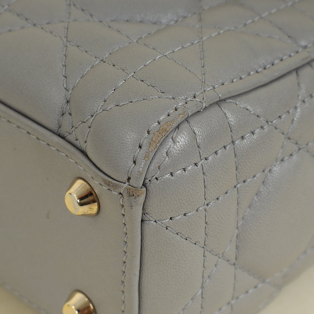 Christian Dior Grey Lady Dior Mini Chain Bag