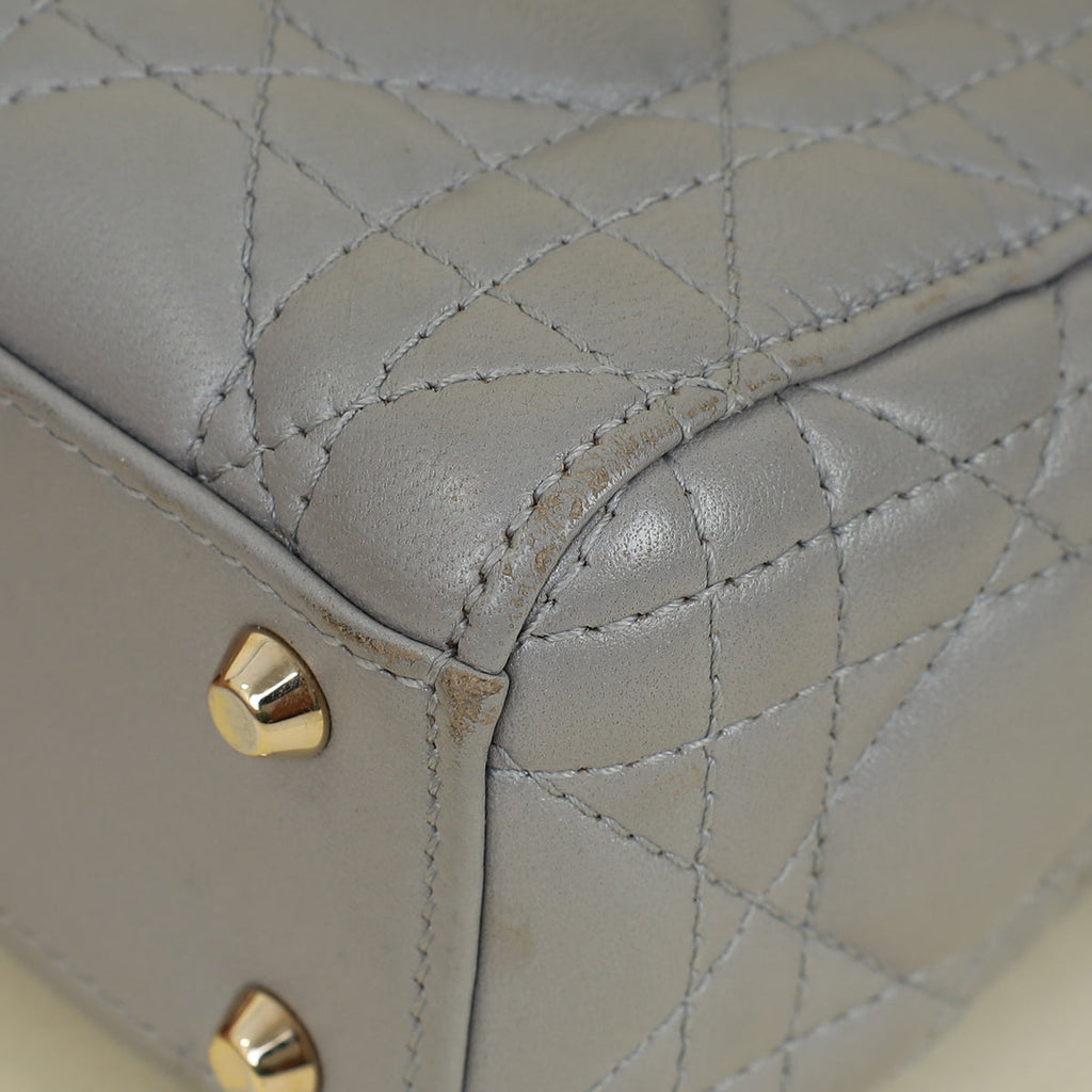 Christian Dior Grey Lady Dior Mini Chain Bag