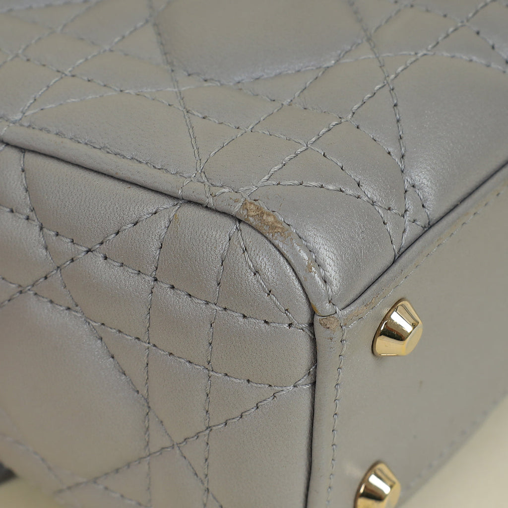 Christian Dior Grey Lady Dior Mini Chain Bag
