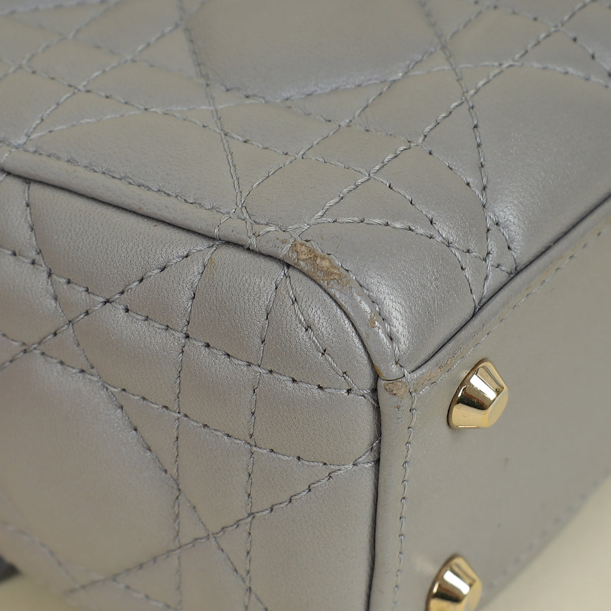 Christian Dior Grey Lady Dior Mini Chain Bag