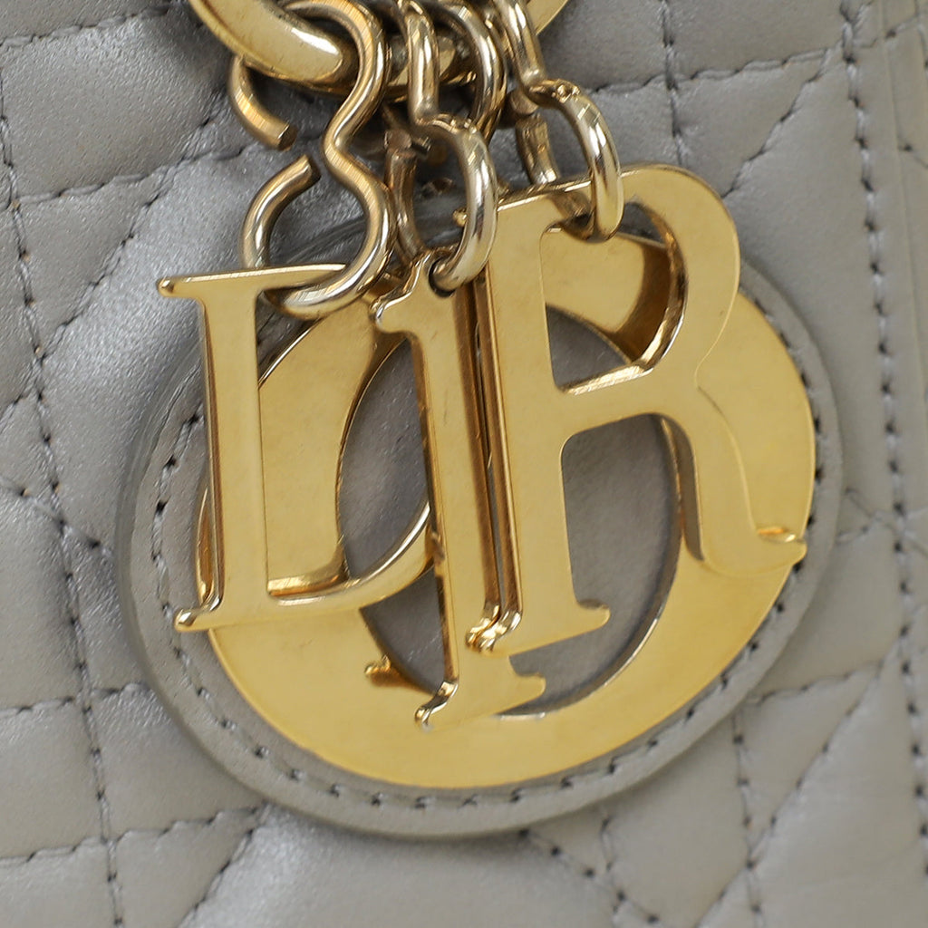 Christian Dior Grey Lady Dior Mini Chain Bag