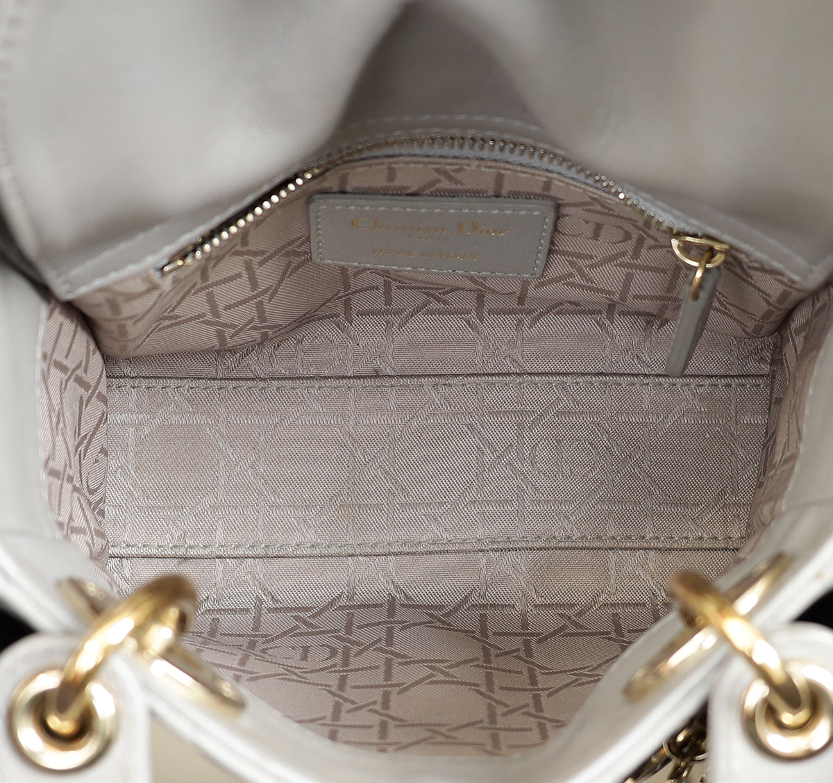 Christian Dior Grey Lady Dior Mini Chain Bag