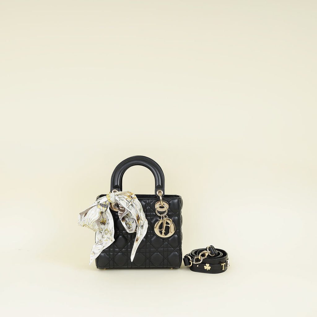 Christian Dior Black Lady Dior My ABCDior Small Bag w/ Twilly