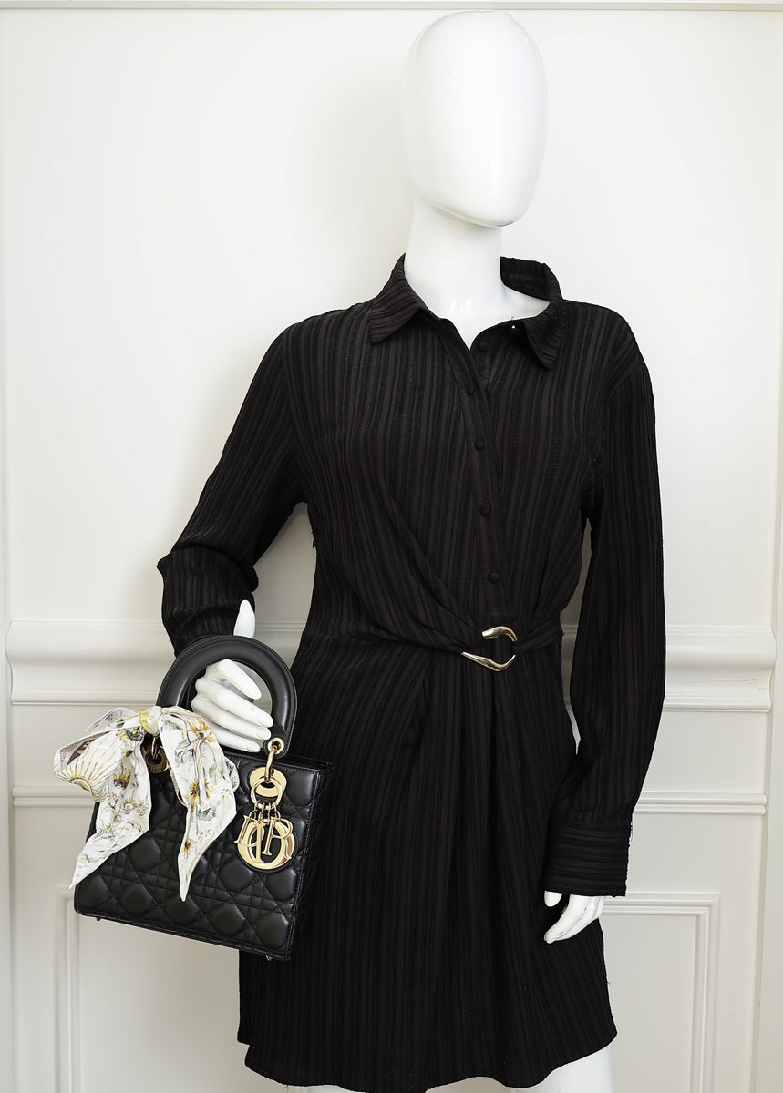 Christian Dior Black Lady Dior My ABCDior Small Bag w/ Twilly