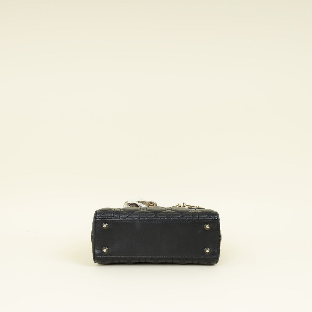Christian Dior Black Lady Dior My ABCDior Small Bag w/ Twilly