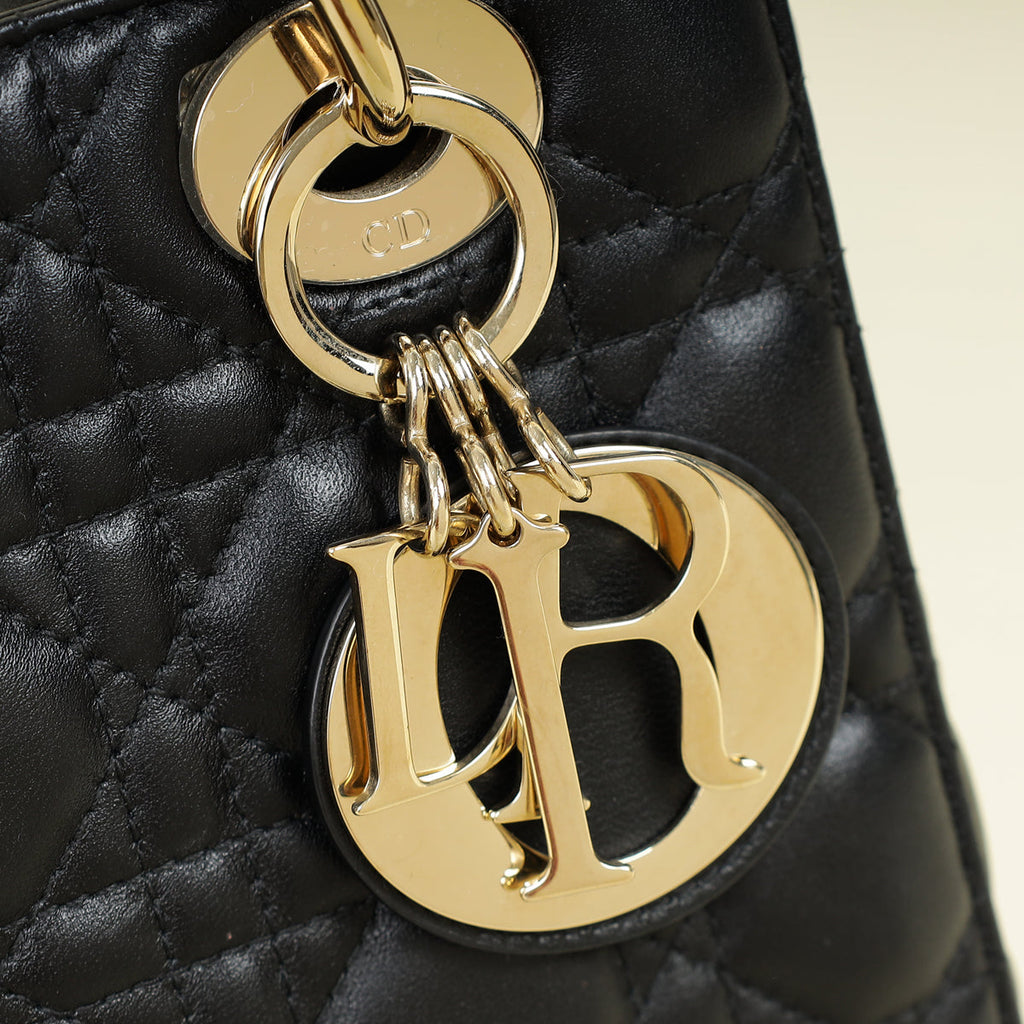 Christian Dior Black Lady Dior My ABCDior Small Bag w/ Twilly