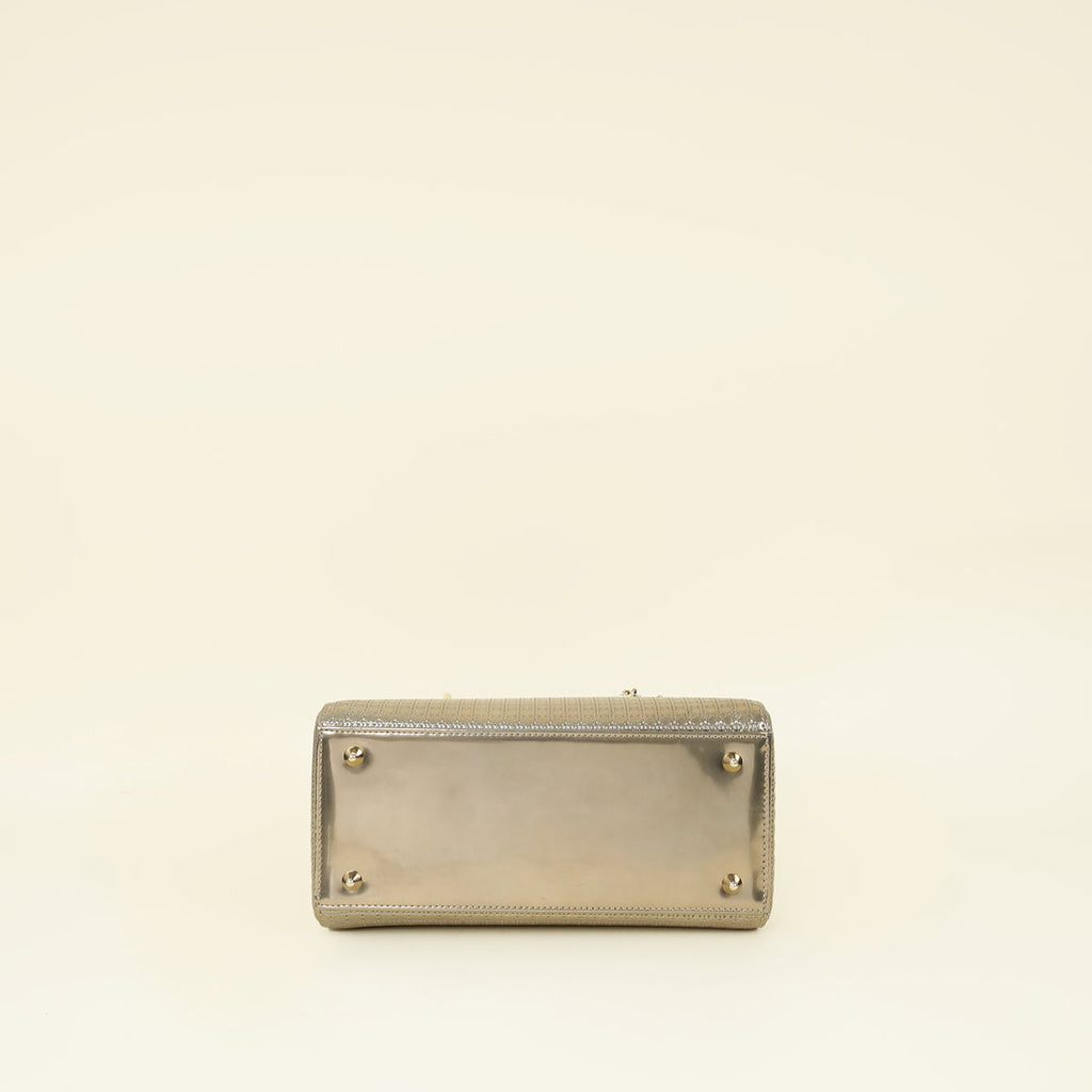 Christian Dior Champaign Microcannage Lady Dior Medium Bag