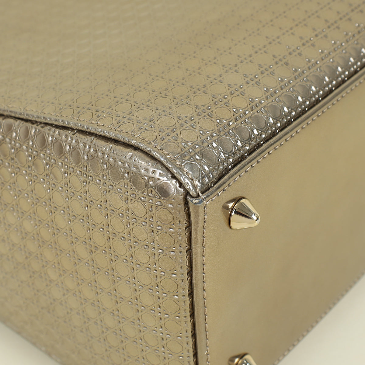 Christian Dior Champaign Microcannage Lady Dior Medium Bag