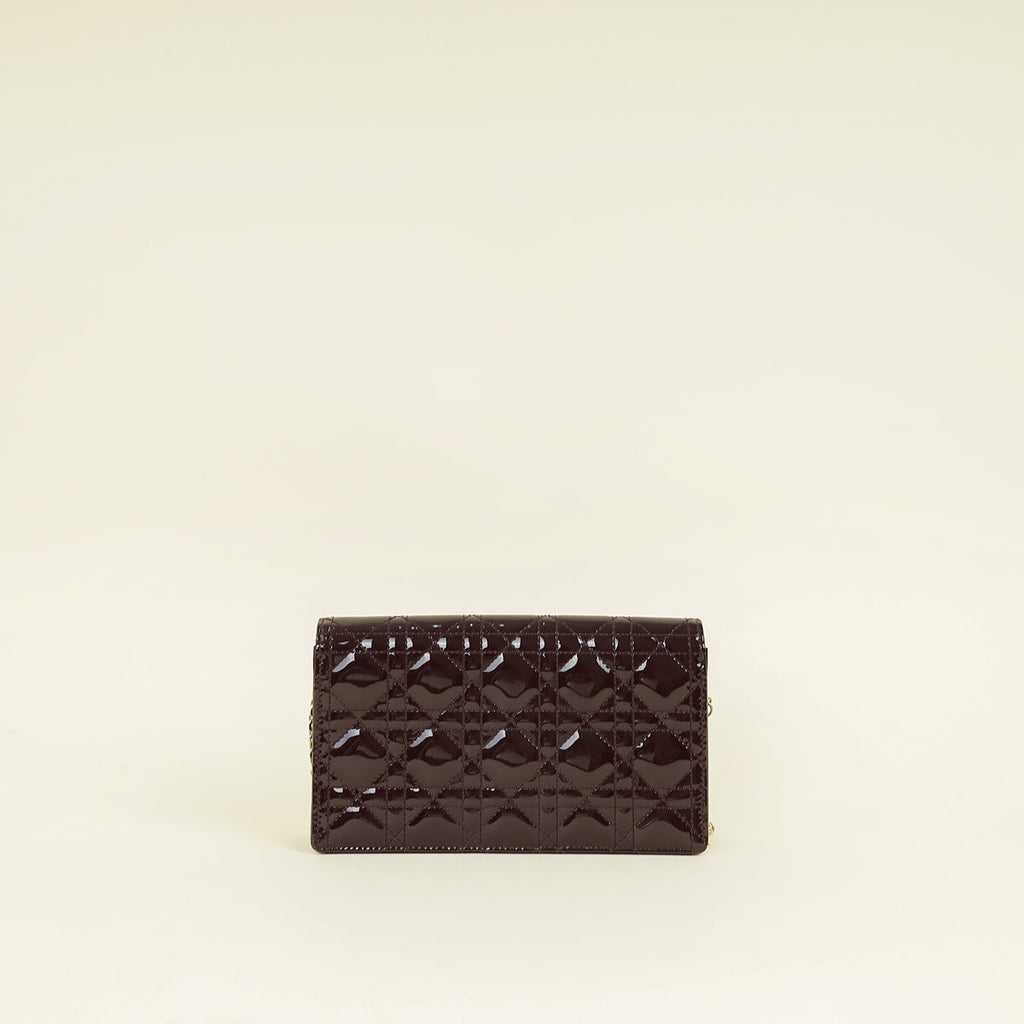 Christian Dior Burgundy Lady Dior Pouch With Chain